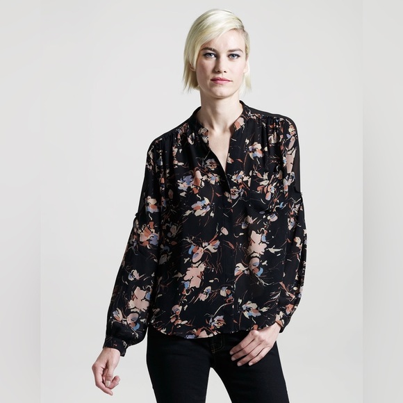 Madison Marcus Bewilder Floral-Print Silk Top, Tea (Off-White) - Picture 2 of 4